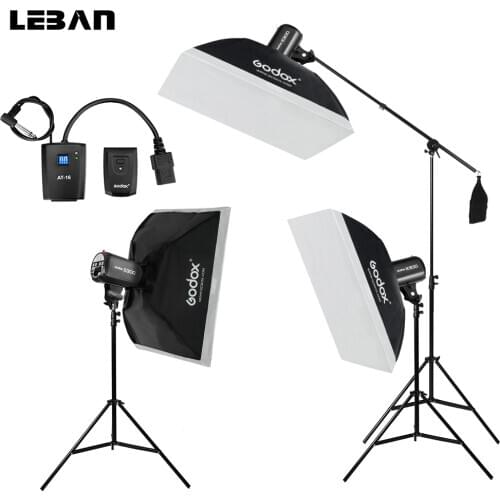 Godox 900W 3x E300 Photo Studio Flash Lighting Photographic Barn Doors, Light Stands, Triggers, Umbrellas, Soft Box