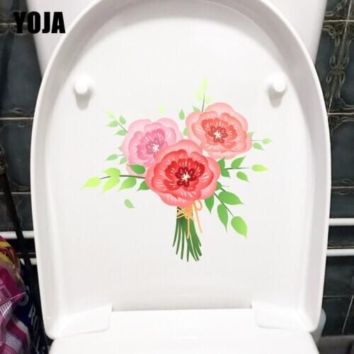 YOJA 22.1*21.4CM Beautiful Bouquet Cartoon Toilet Sticker Home Bedroom Wall Decoration T1-0559
