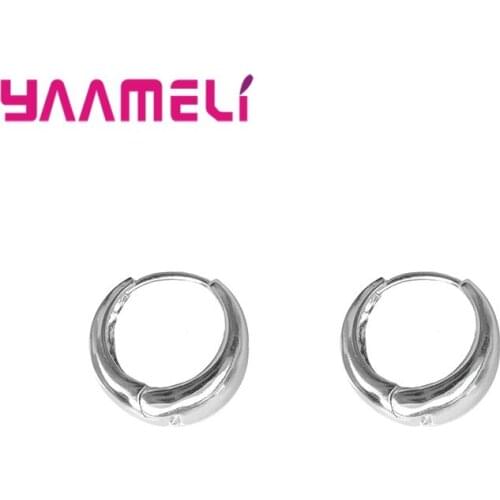 Trendy Simple 925 Sterling Silver Round Circle Women Hoop Earrings For Women Girl Earrings Jewelry Gifts Birthday Party
