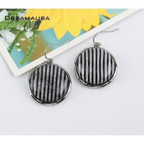 Dreamaura Hook Earrings Round Shine Stripe Resin Jewelry Making Womens Accessories