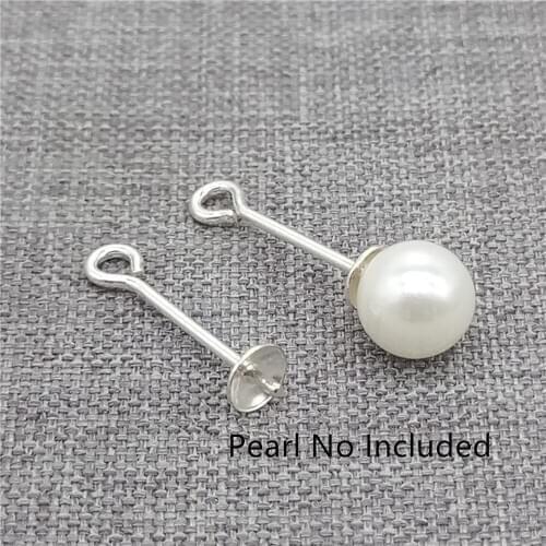 10pcs Sterling Silver Eyepin Eye Pin Cup Peg for Half-drilled Pearl Earring