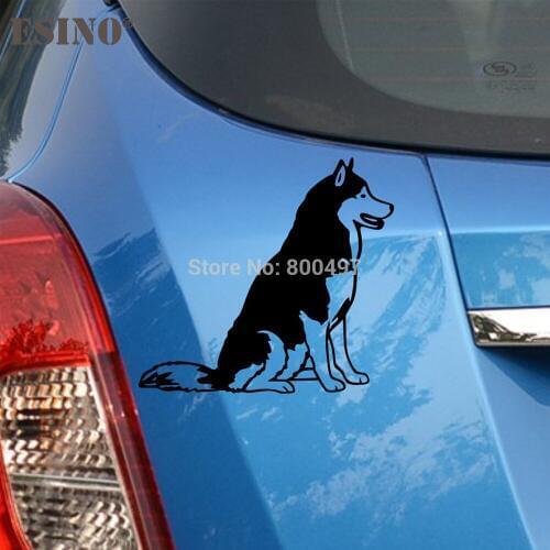 10 x Funny Lovely Pet Dog Husky Creative Auto Decal Cartoon Car Sticker Bumper Body Decal Pattern Vinyl Black Reflective Silver
