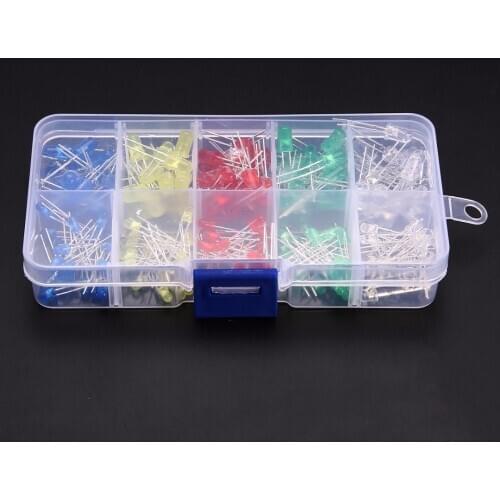 200pcs Assorted LED Emitting Diodes Kit Set 3mm/5mm 5 Colors For Electrical Appliances