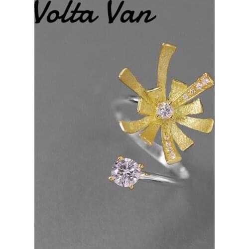 Volta Van 2021 New Zircon Rings 925 Sterling Silver Trendy Jewelry Bright Fireworks Prong Setting Party Women Rings Elegant