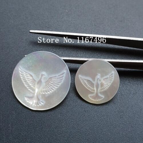 30pcs/lot 15mm 20mm Natural Round Holy Spirit Mother of Pearl Shell Round Bird Mother Pearl MOP for DIY Jewelry