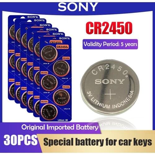 30PCS SONY CR2450 CR 2450 DL2050 BR2450 3V Lithium Batteries Button Cell Battery For Remote Control Calculators Electronic Scale