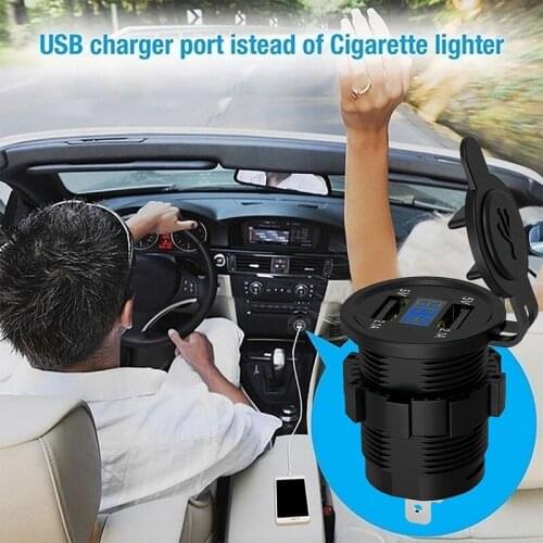 4.2A Car 2 Port Dual USB Charger Adapter Cigarette-Lighter Socket LED Voltmeter with Waterproof Cover
