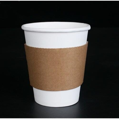 500PCS Coffee Cup Sleeves White Brown Disposable Cup Holders Kraft Corrugated Paper Tea Cup Sleeves Anti Scalding Customized