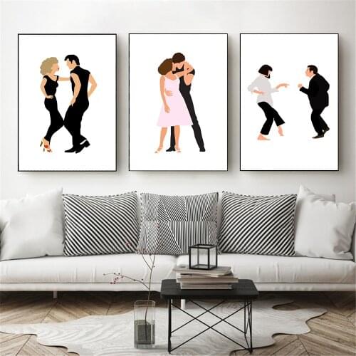 Abstract Dancing Poster Wall Art Prints Modern Funny Pulp Fiction Dance Canvas Painting Nordic Wall Pictures Living Room Decor