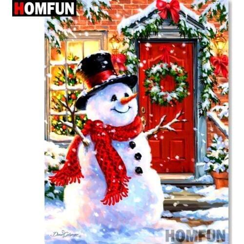 HOMFUN Full Square/Round Drill 5D DIY Diamond Painting "Christmas snowman" Embroidery Cross Stitch 5D Home Decor Gift A09507