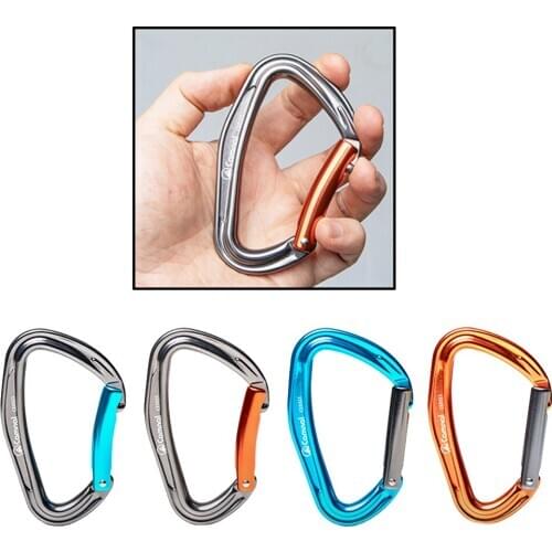 Aluminum Climbing Caribeaner Clip D-Shape Carabiner Clip Heavy Duty Keychain Locking Buckle Camping Gear 24KN