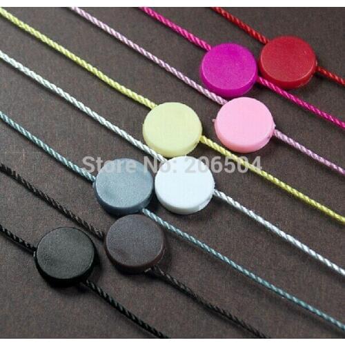 Hang tags seal hang tag string 12 colour/free design/string hang tag/plastic tag string plastic fastener LHXYDL01