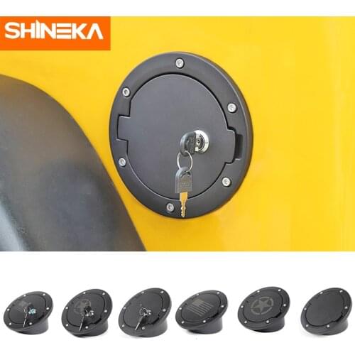 SHINEKA Tank Covers for Jeep Wrangler TJ 1997-2006 Car oil Cap Fuel Tank Cap Cover with Key for Jeep Wrangler TJ Accessories