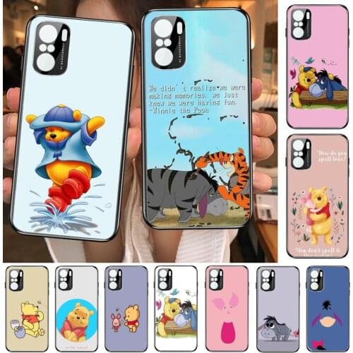 Disney Winnie Bear Yellow Phone Case For xiaomi redmi POCO F1 F2 F3 X3 Pro M3 9C 10T Lite NFC Anime Black Cover Silicone Back Pr