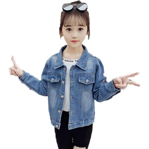 Girls Denim Jacket Coat Floral Girl Coat Letter Jacket Girl Embroidery Childrens Clothes For Girls 6 8 10 12 14