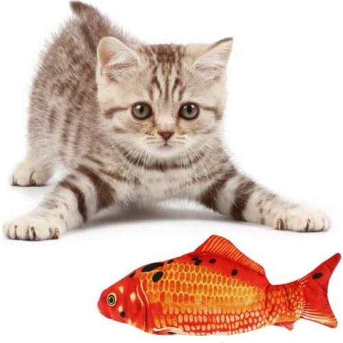 Electric Pet Cat Toys USB Charging Simulation Dancing Moving Floppy Wagging Tail Fish Cats Toy For Cat Dog Interactive Toys