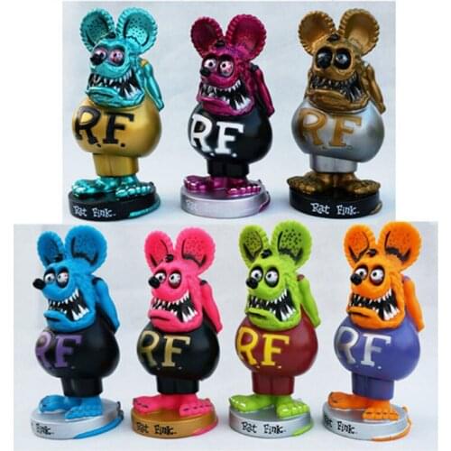 18cm Rat Fink Figures Shaking the Heads Dolls Crazy Mouse RF Ratfink Action Figure Toy Collectible Model Home Decoration Gift
