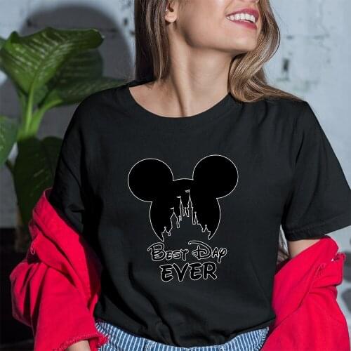 T-Shirts Female Kawaii Outdoor Summer New Products Black White Tees Harajuku Short Sleeve Letters Disney Cruise Dropship Tshirt