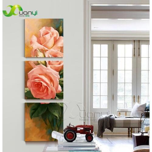 3 Panel Red Flower Canvas Oil Painting Cuadros Home Decorative Wall Art Picture For Living Room Print On Canvas Unframed PR210