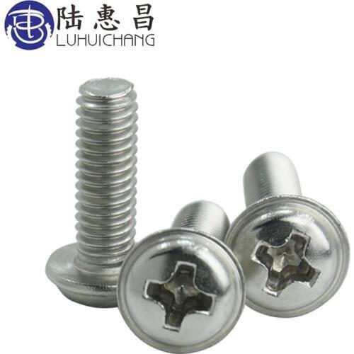 Luhuichang M3*6 Pan Electronic 304 Stainless Steel Phillips Pan Machine Screws Screw With Pad Washer Machine Screws