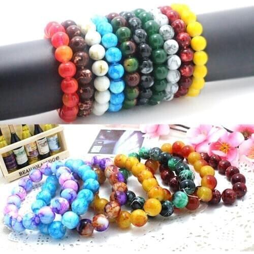 Small gift colored glass elastic bracelet imitation crystal bracelet wholesale random mix color wholesale