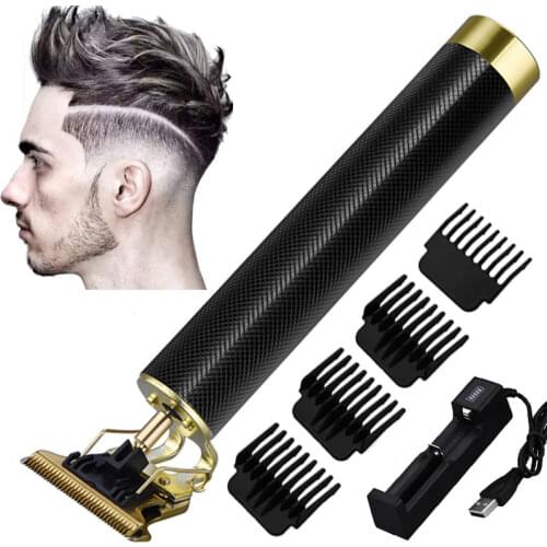 Electric Hair Clipper Mens Barber USB Rechaegeable Beard Trimmer T-Outliner Blade 0mm Hair Cutting Machine Kid Adult Haicut 50