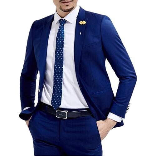 TPSAADE 2 Pieces Mens Suits Slim Fit Royal Blue Wedding Best Man Suits Set Groom Tuxedos Business Suit for Party Prom Occasion