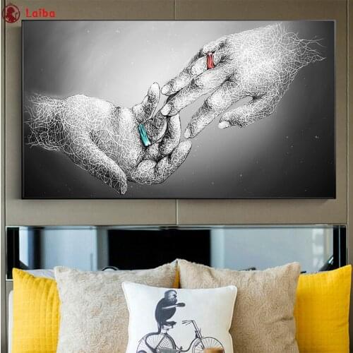 DIY round square diamond embroidery Abstract art, black finger touch pattern cross stitch kits 5d diamond painting rhinestone