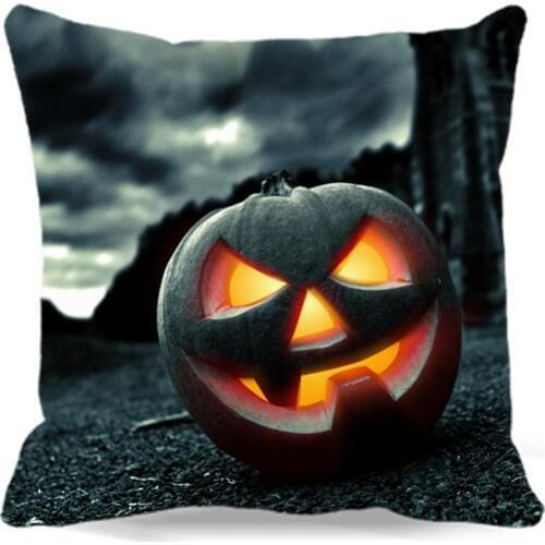 Halloween Pumpkin Lamp of Square soft Cushion Cover Cotton Polyester For Sofa Bed car home Decorative
