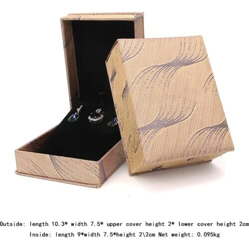 New Square Gold Silk Brocade Jewelry Necklace Ring Packing Box For Women Customized Creative Gifts Built-in Plush Card Slot