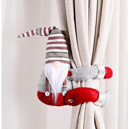 Newest Arrival Christmas Curtain Buckle Cute Swedish Gnome Plush Doll Curtain Tieback Holder for Home Office Decoration