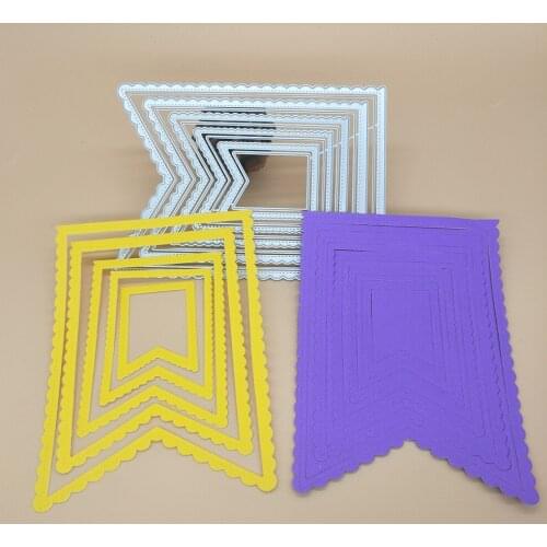 New 5-layer flag-shaped photo frame metal cutting template DIY scrapbook, card making, embossing crafts, photo album decoration