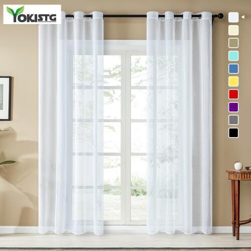 YokiSTG Plain Solid Color Sheer Curtains For Living Room Bedroom Voile Tulle Window Treatment Curtains For Kitchen Multi Color