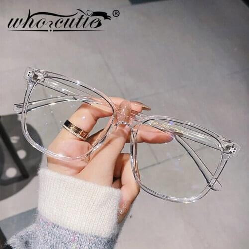 Blue Light Blocking Transparent Clear Glasses Frame Women Men 2021 Optical Lens Fashion Square Rectangle Eyeglass Female S427