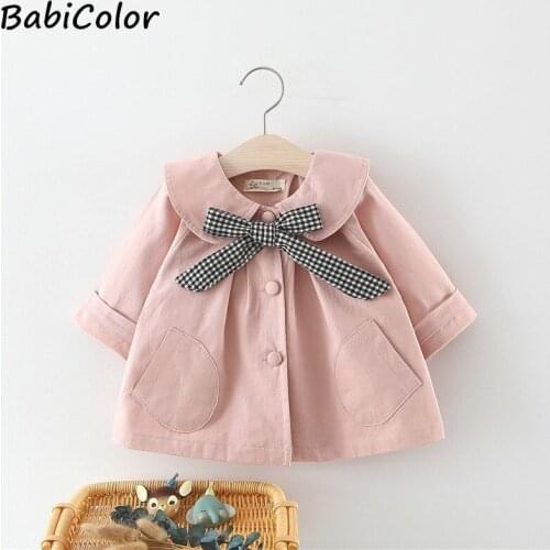 Baby Girl Coats Newborn Baby Clothes Autumn Winter Plaid Bow Coat Infant Toddler Clothes for Girls Clothing Outwear