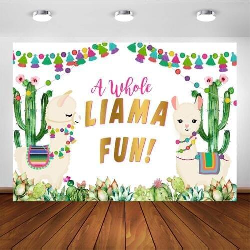 Llama Fun Party Backdrop Birthday Party Decoration Photography Background Fiesta cactus Llama Baby Shower Cake Table Banner