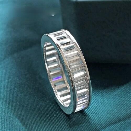 Real 925 Sterling Silver Simulated Moissanite Diamond Round Finger Rings For Women Wedding Engagement Ring Fine Jewelry Gifts