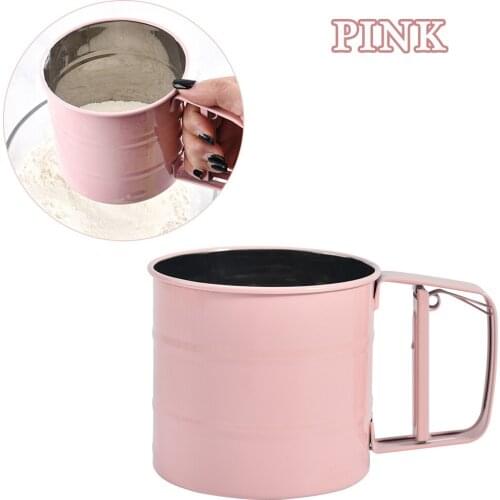 Handheld Flour Shaker Stainless Steel Sieve Cup Powder Mesh Crank Flour Sifter Baking Icing Sugar Pastry Tools Kitchen Gadgets