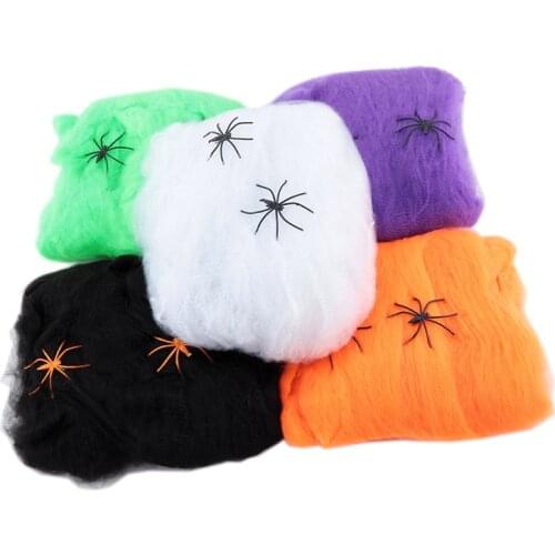 1pc Halloween Scary Party Decor Stretchy Cotton yarn Spider Web Cotton Halloween Decoration for Bar Haunted Horror House Props