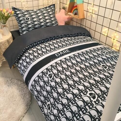 Student Net Red Rental Room Quilt Set Sheet Bedding Set High Gram Weight Printing And Dyeing Process Of Ground Wool Fabric