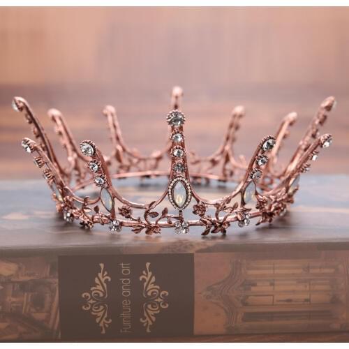 FORSEVEN Baroque Luxury Crystal Crowns Bridal Hair Jewelry Full Circle Tiaras de Noiva Wedding Hair Accessories Decoration JL