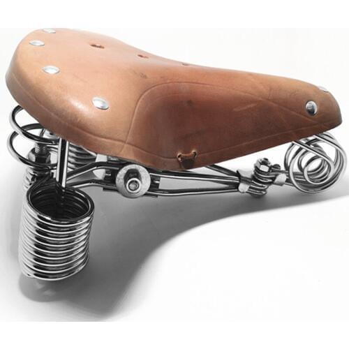 TDX-3 Vintage bicycle cowhide spring saddle genuine leather cushion old circle spring saddle elephant spring cowhide cushion