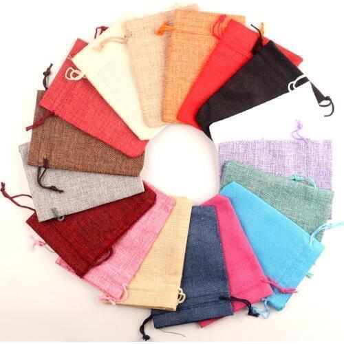 10Pcs Cotton Linen Drawstring Storage Package Bags Jewelry Candy Christmas Wedding Decoration Gifts Bags Packaging Bags & Pouch