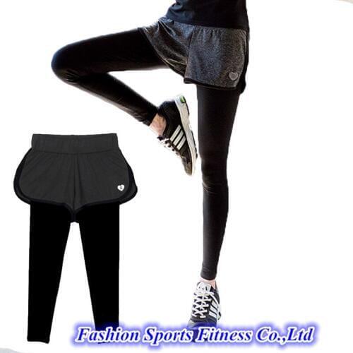 Women Running Yoga Pants With Shorts Skirt Trousers Workout Clothes Sport Slim Fitness Sports Leggings For Gym Lulu Clothing