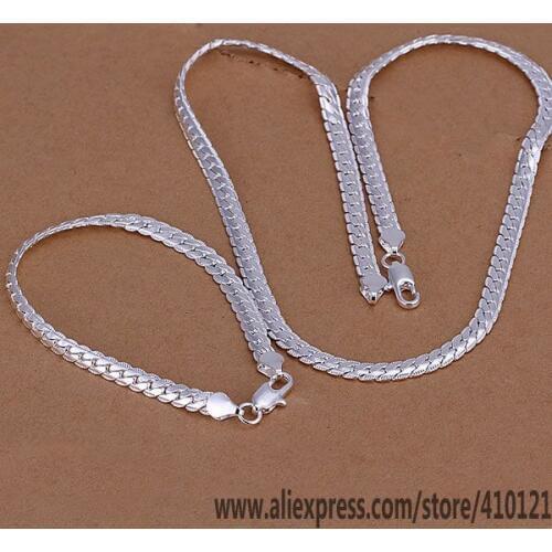 S085 Lucky Charm Silver Color Jewelry Sets For Women Fashion Jewelry Lady Accessories Fashion 5Mm Flat /dbfalsma Hpnaqgua