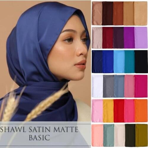 Women Matte Silk Satin Hijabs Scarf Long Size Plain Shawls Women Dress Hijab Pashmina Solide Color Muslim Satin Shawl Wraps