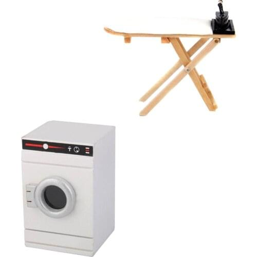 1/12 Laundry Furniture Iron Ironing Board Washing Machine Dollhouse Miniatures