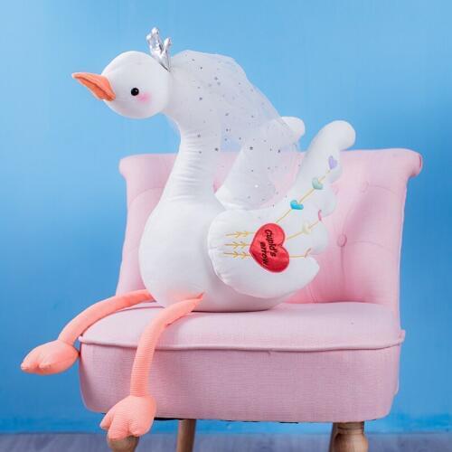 New 1pc 35cm-100cm Cute Swan Plush Toys with crown, Animal Plush Toys, Childrens Toys, Baby Toys, Home Decor Christmas Gift