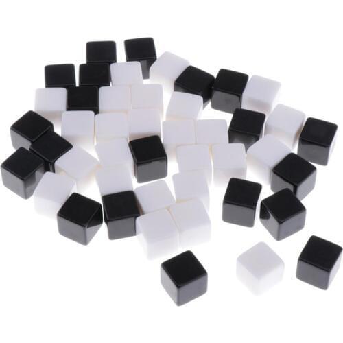 16MM Acrylic Blank Dice for DIY Sticker, Math Counting, Alphabet Numbers Puzzle Building Blocks Making, Pack of 50, White Black