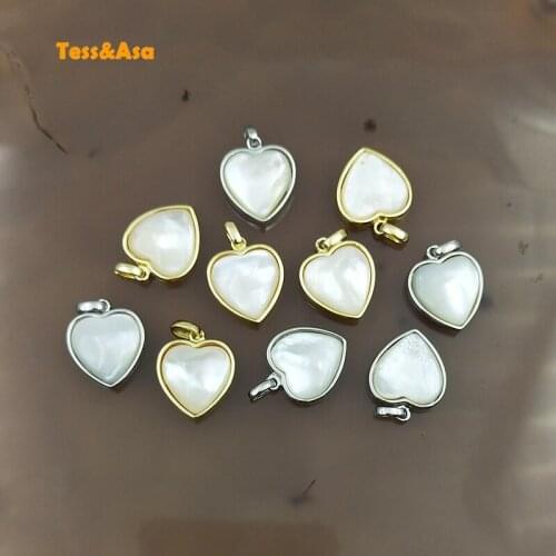 3pcs Natural Heart Shape Plated Pendants Clear Shell Jewelry Gold Silver Handmade Simple Classical Jewelry For Necklace Making